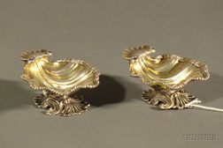 Harlequin Pair of George II/III Silver Shell-Form Salt Cellars